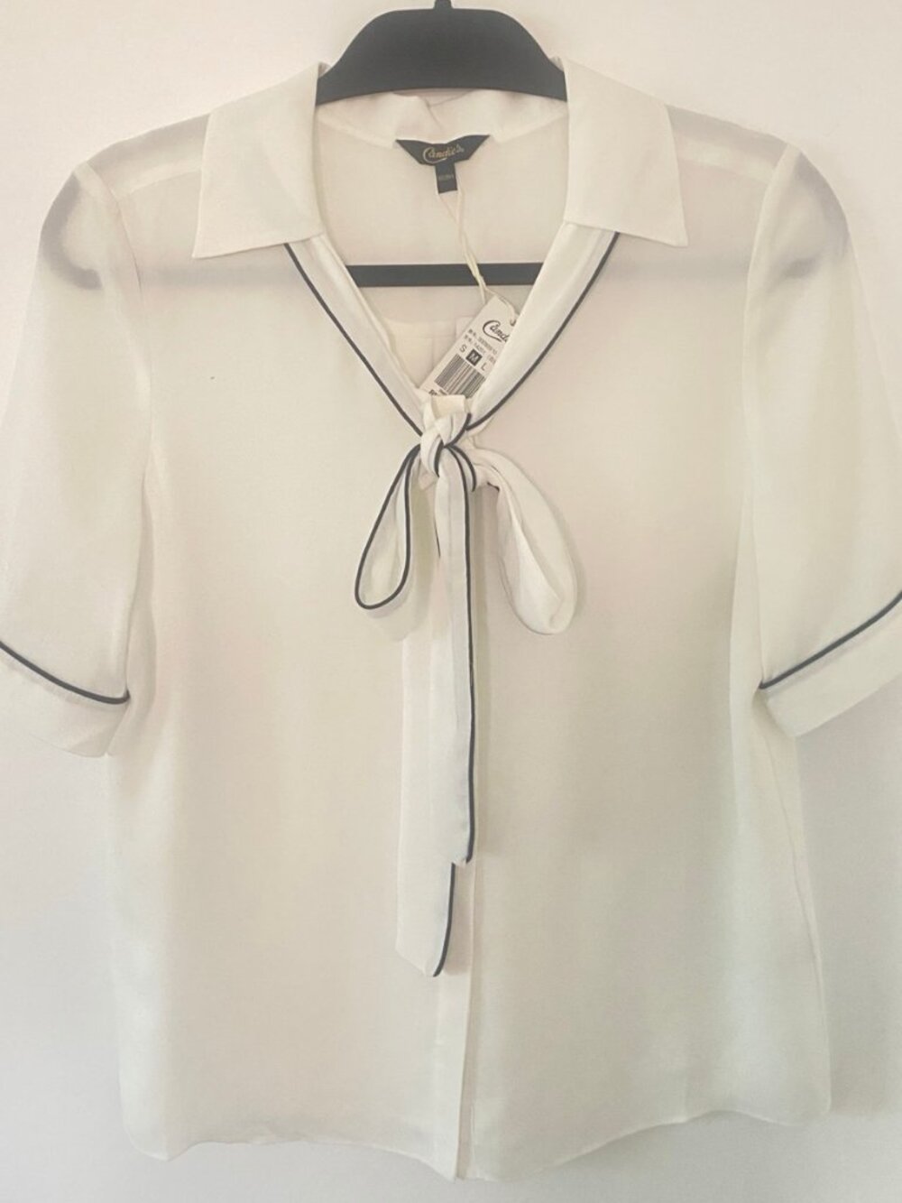 Candie's White Tie-Neck Blouse NWT - Size S/M